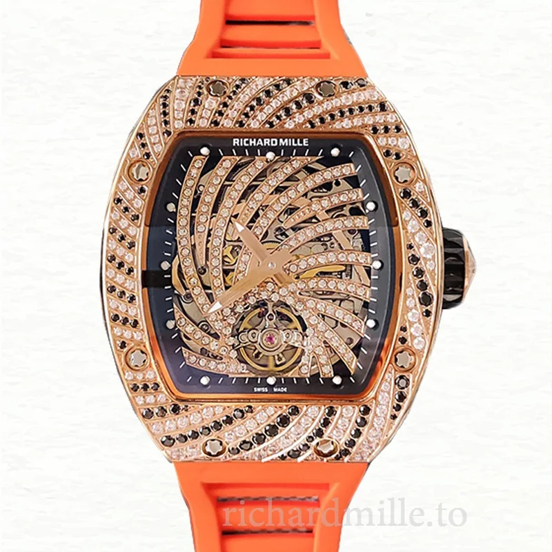 Richard Mille RM51-02 Mechanical Ladies Watch Diamond Bezel Rubber Band