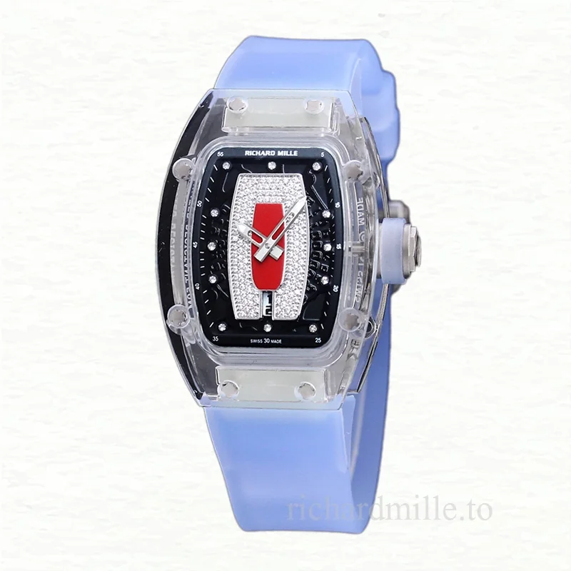 Richard Mille RM 07-02 Ladies Automatic Acrylic Watch Red With Diamonds Dial