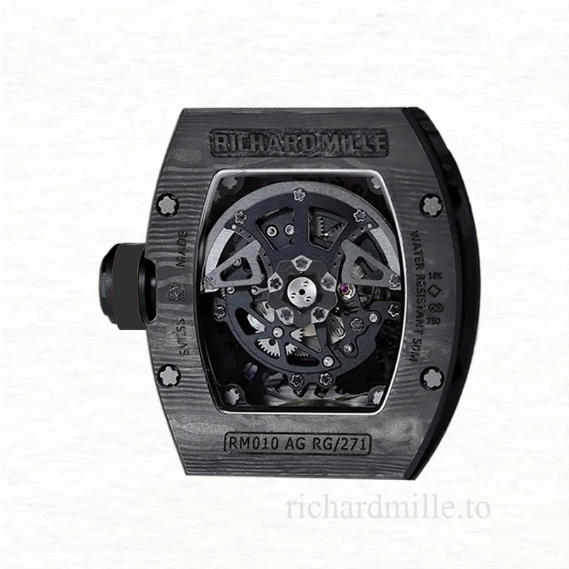 Richard Mille RM 010 Automatic Men Carbon Fiber Transparent Dial