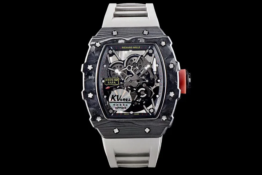 Richard Mille Replica RM 35 Grey Strap Imported Carbon Fiber Material Bezel