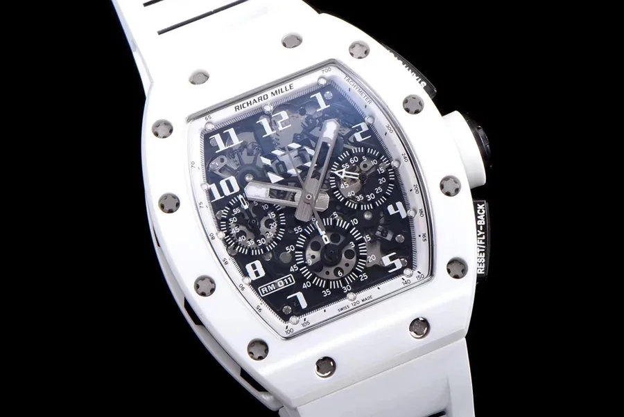 Richard Mille Replica RM 011 White Strap White Dial With Openwork Face
