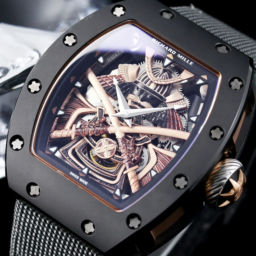 Luxury Richard Mille RM 47 Replica – Best Swiss Skeleton Tourbillon Watch With Ceramic Case & Samurai Design