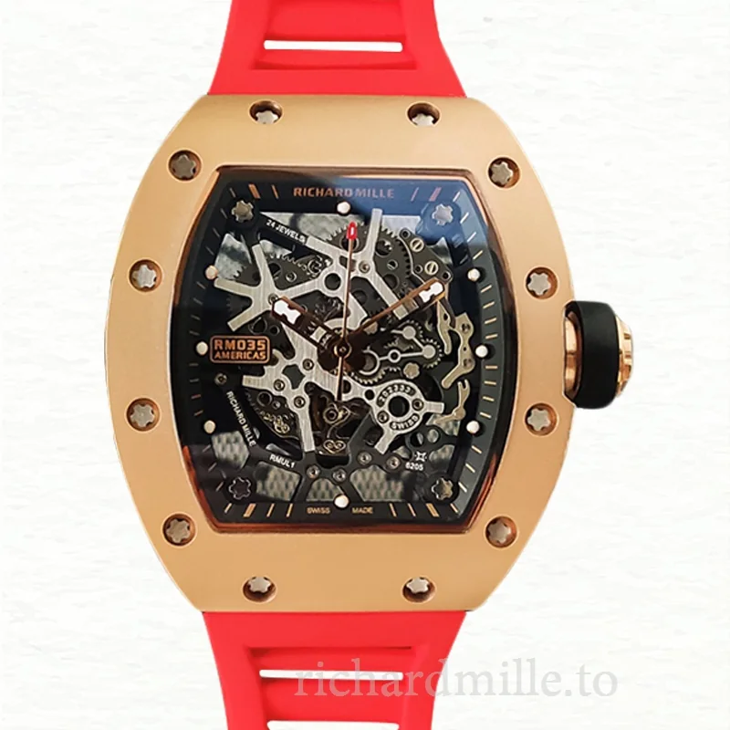 Richard Mille RM35 Mechanical Men Rubber Band Skeleton Dial Watch