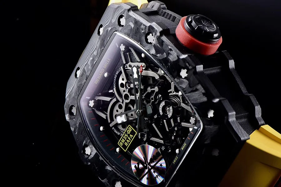 Richard Mille Replica RM 35 Yellow Imported Rubber Strap