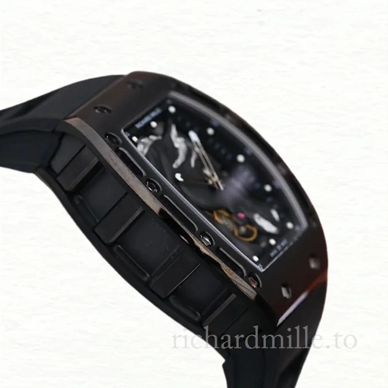 Richard Mille RM52-02 Mechanical Men Rubber Band Watch Horse Head Skeleton Dial