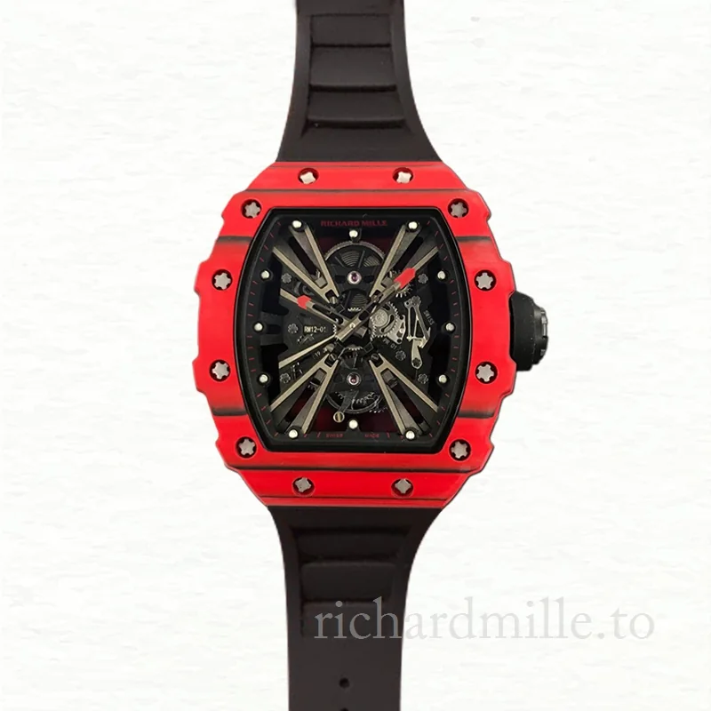 Richard Mille RM12-01 Men Mechanical Watch Transparent Dial Rubber Band