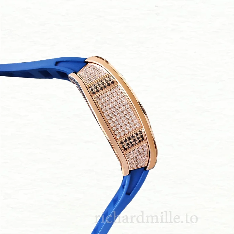 Richard Mille RM51-02 Ladies Mechanical Diamond Paved Dial Watch Rubber Band