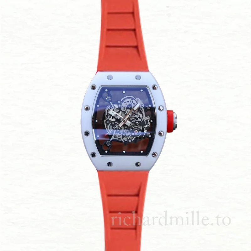 Richard Mille RM055 Men Mechanical Ceramics Bezel Rubber Band