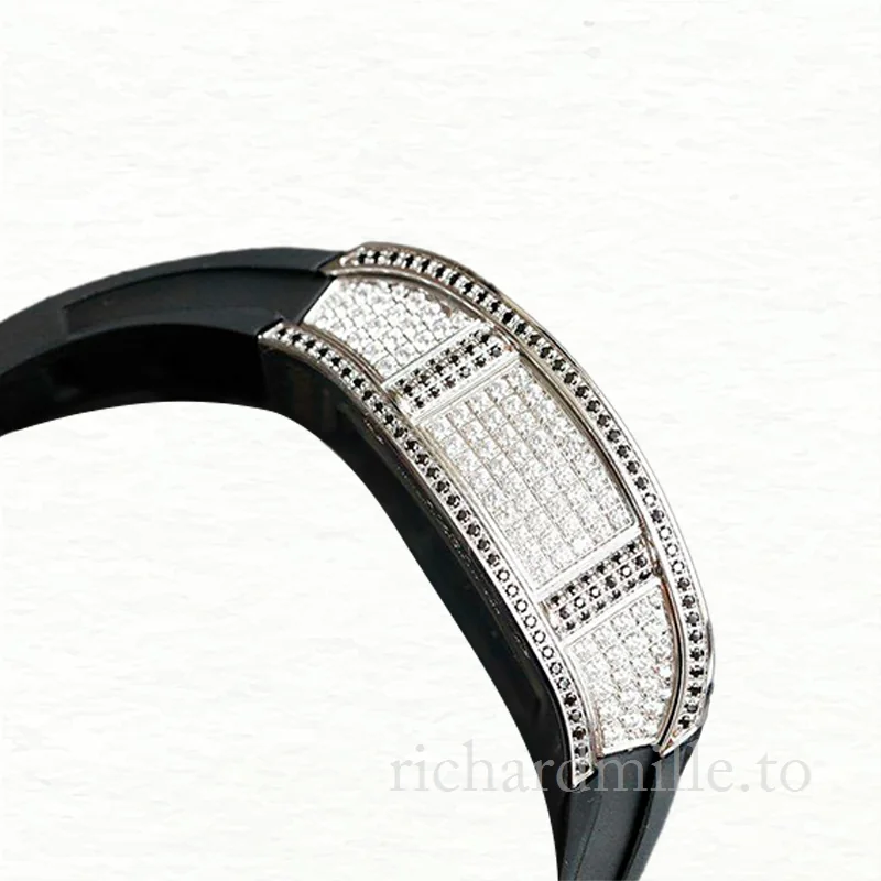 Richard Mille RM51-01 Ladies Mechanical Diamond Bezel Watch Rubber Band