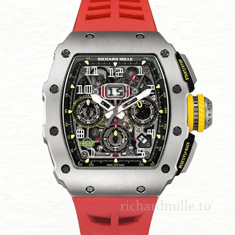 Richard Mille RM 11-03 Transparent Dial Rubber Band Men's Red