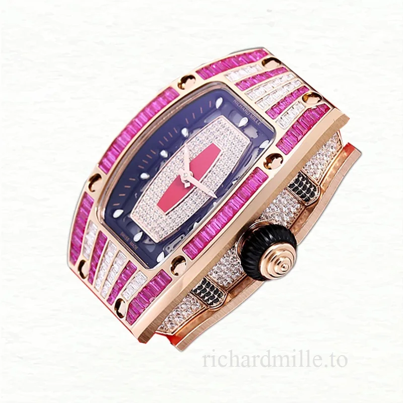 Richard Mille RM 07-01 Ladies Automatic Watch Red With Diamonds Dial