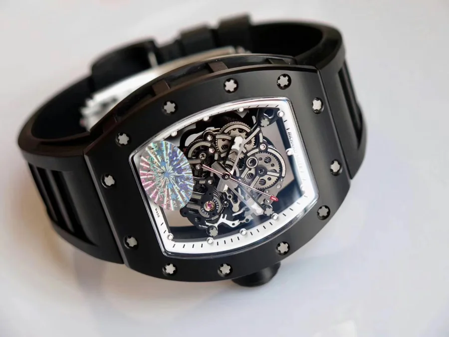 Richard Mille Replica RM 055 Full Ceramic Case Black Strap