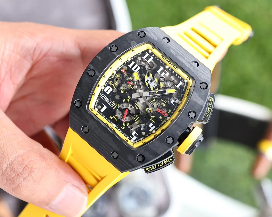 Richard Mille RM 011 Rubber Band Men’s Transparent Dial Yellow