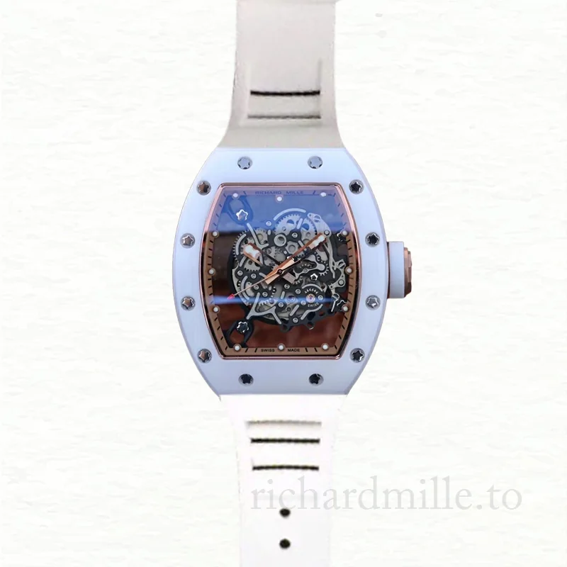 Richard Mille RM055 Men Mechanical Watch Transparent Dial Ceramics Bezel