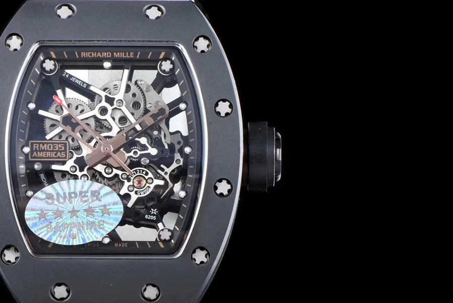 Richard Mille Replica RM 035-2 Black Strap Skeleton Dial