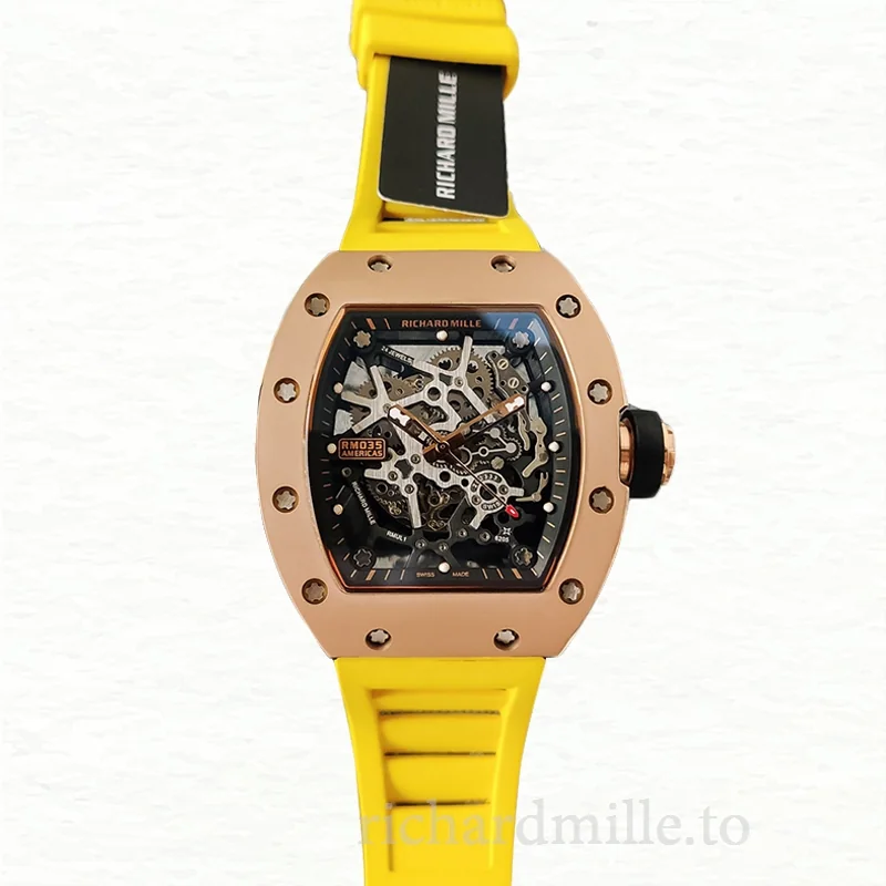 Richard Mille RM35 Mechanical Men Watch Skeleton Dial Rubber Band