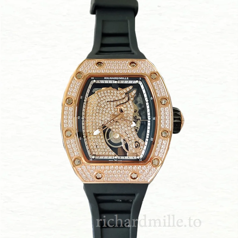 Richard Mille RM52-02 Mechanical Men Rubber Band Horse Dial Diamond Bezel