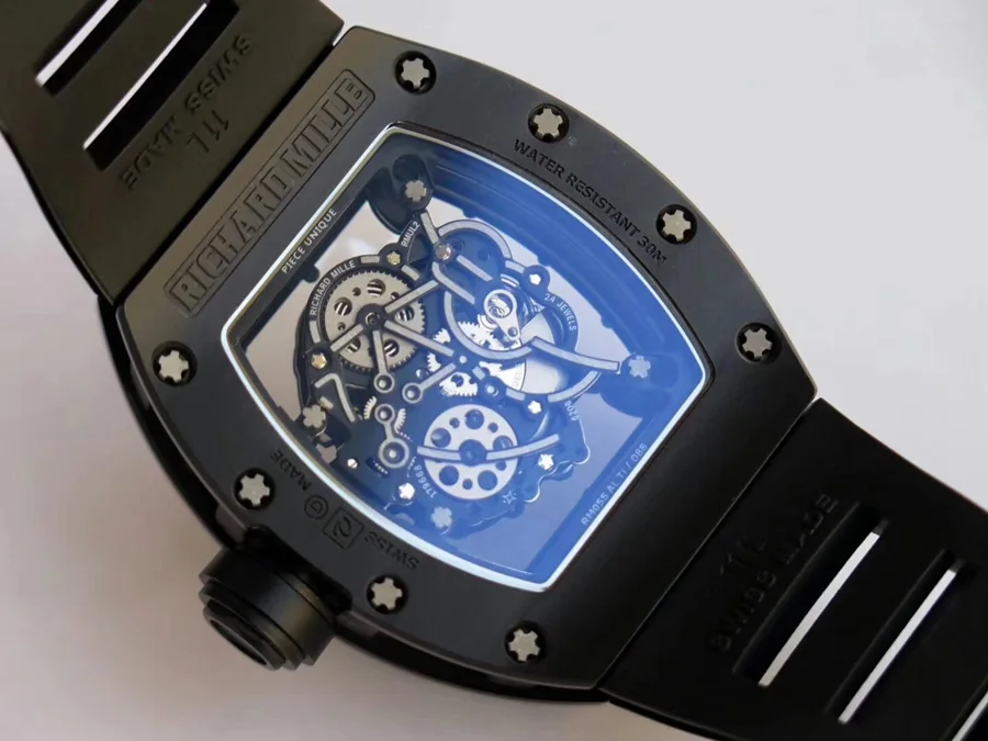 Richard Mille Replica RM 055 Black Rubber Strap