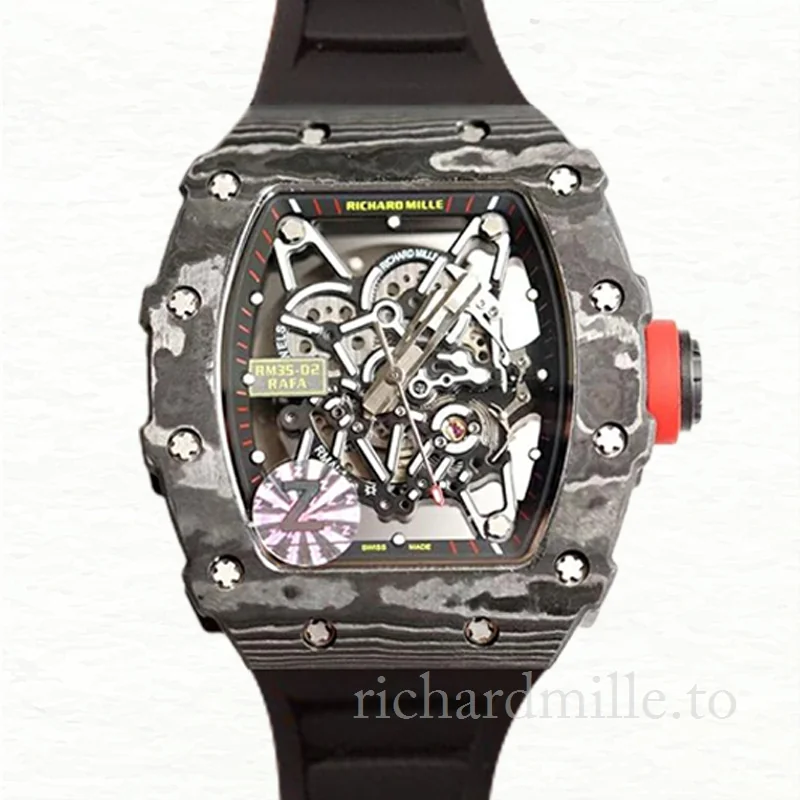 Richard Mille RM35-02 Mechanical Men Rubber Band Watch Carbon Fiber