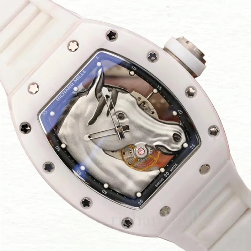 Richard Mille RM52-02 Men Mechanical Rubber Band Watch Ceramics Bezel