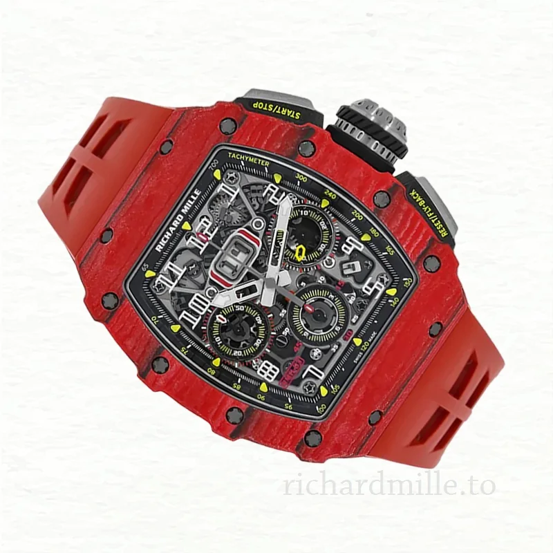 Richard Mille RM 11-03 Transparent Dial Rubber Band Men's Automatic Red