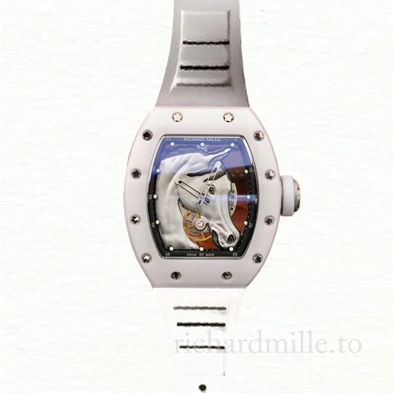 Richard Mille RM52-02 Men Mechanical Rubber Band Watch Ceramics Bezel