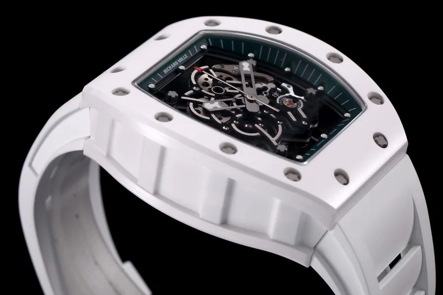 Richard Mille Replica RM 055 White Strap White Ceramic Material Case