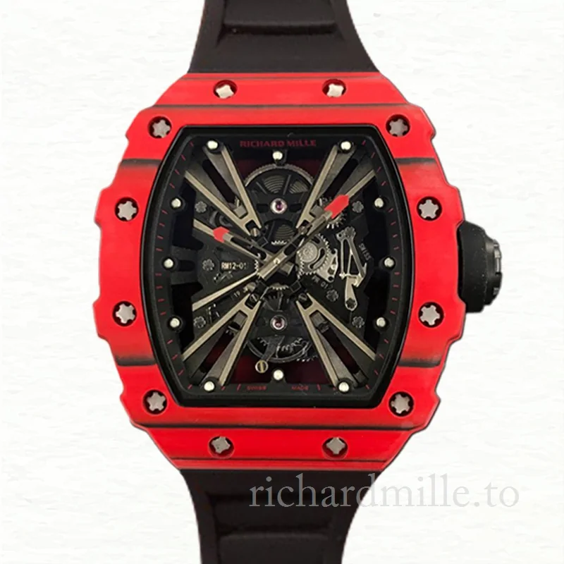 Richard Mille RM12-01 Men Mechanical Watch Transparent Dial Rubber Band
