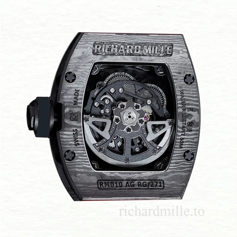 Richard Mille RM 010 Men Automatic Carbon Fiber Rubber Band
