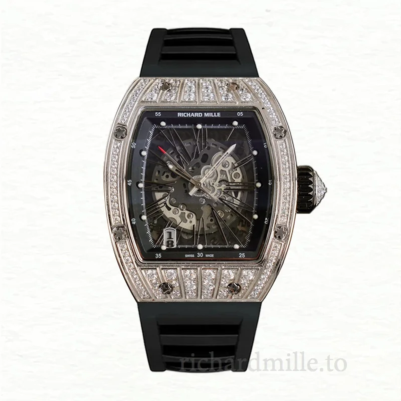 Richard Mille RM023 Men Automatic Roman Numeral Rubber Band Watch