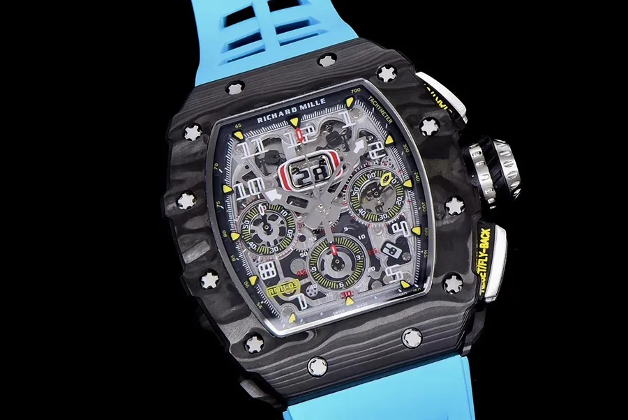 Richard Mille Replica RM 011 Blue Strap Open Face Numerals