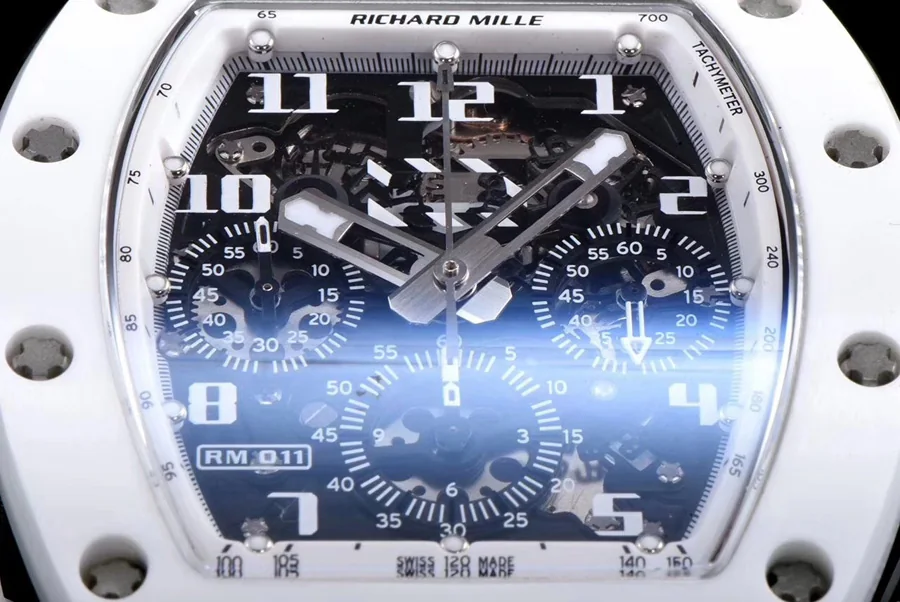 Richard Mille Replica RM 011 White Strap White Dial With Openwork Face