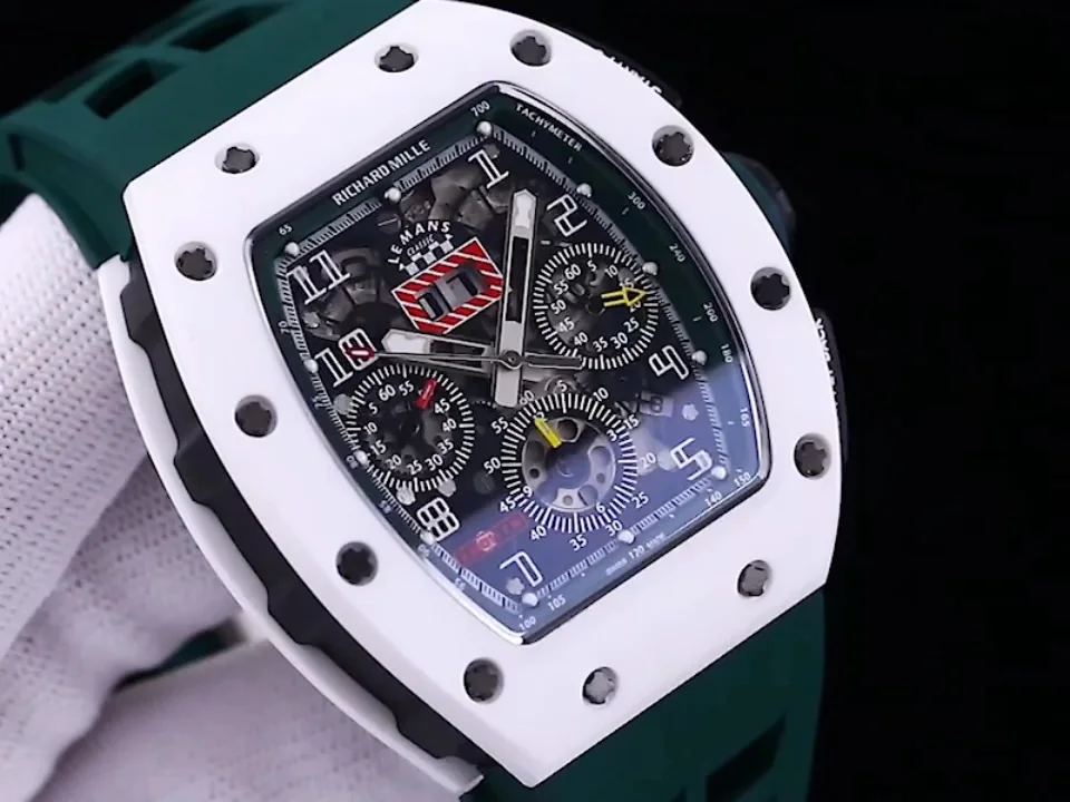 Luxury Replica Richard Mille RM 011 Massa Flyback Chronograph – Swiss Movement, Green Rubber Strap