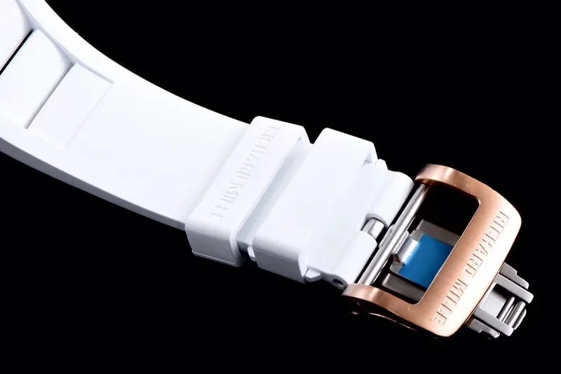 Richard Mille Replica RM 011 White Strap Open Face Red Digital Dial