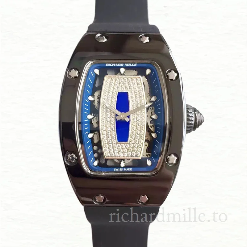 Richard Mille RM07-01 Automatic Ladies Blue With Diamonds Dial Watch Rubber Band