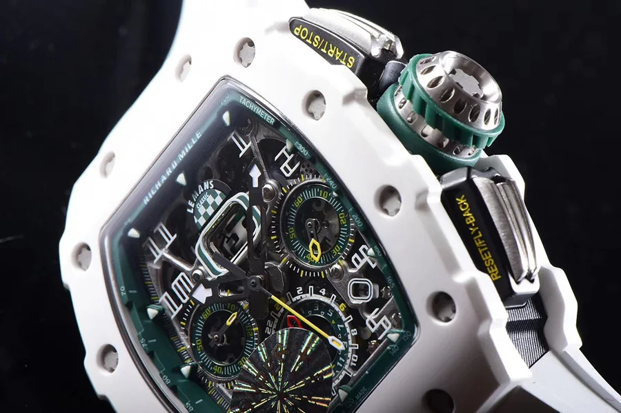 Richard Mille Replica RM 011-03 White Rubber Strap Open-face Digital Dial
