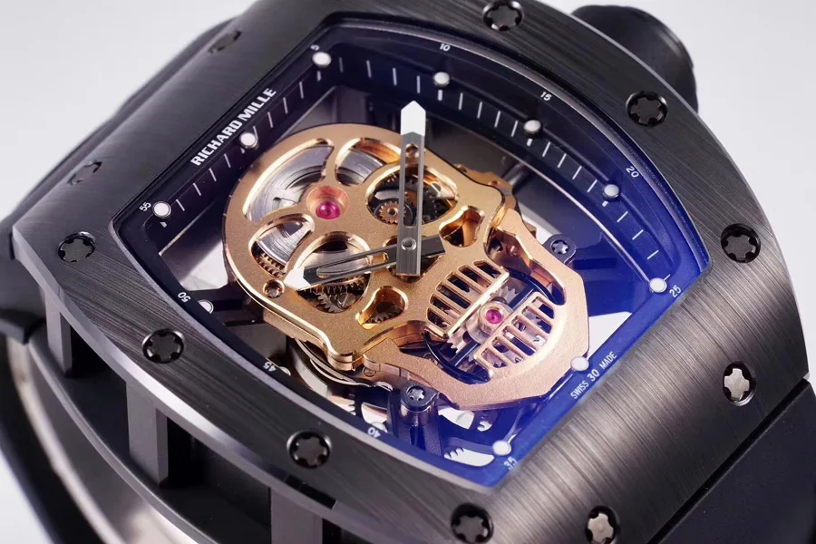 Richard Mille Replica RM 052 Black Rubber Strap Black Ceramic Material Case