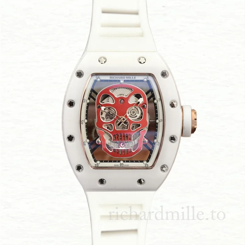 Richard Mille RM52-01 Men Mechanical Watch Red Skull Dial