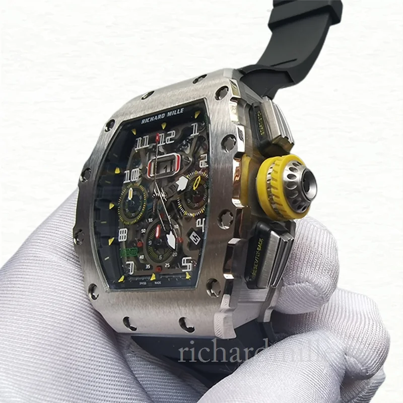 Richard Mille RM011 Men Automatic Stainless Steel Rubber Band