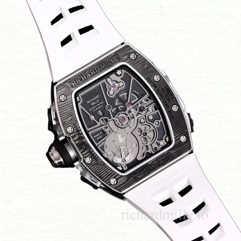 Richard Mille RM 62-01 Men Automatic Watch Carbon Fiber Transparent Dial
