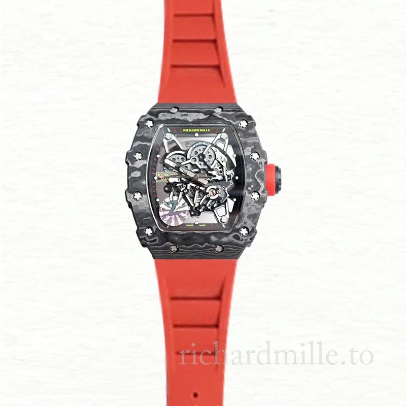 Richard Mille RM35-02 Men Mechanical Rubber Band Transparent Dial