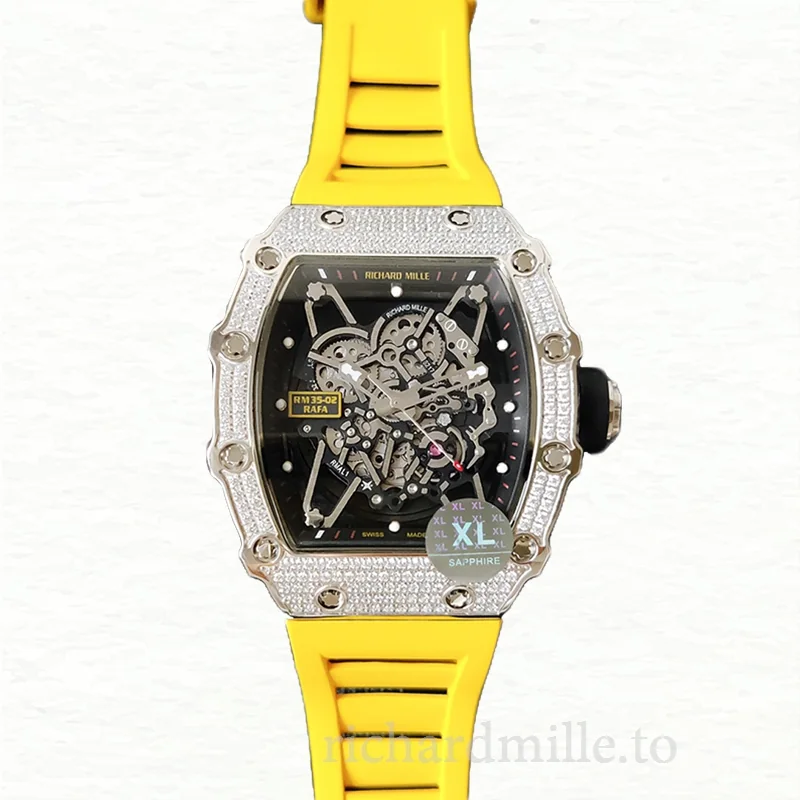 Richard Mille RM35-02 Mechanical Men Transparent Dial Diamond Bezel