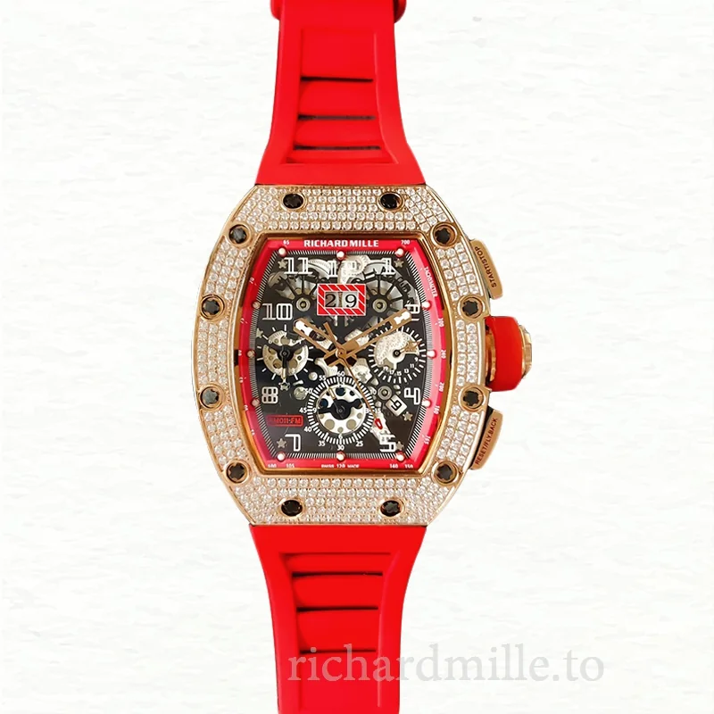 Richard Mille RM011 Men Mechanical Transparent Dial Watch Rubber Band