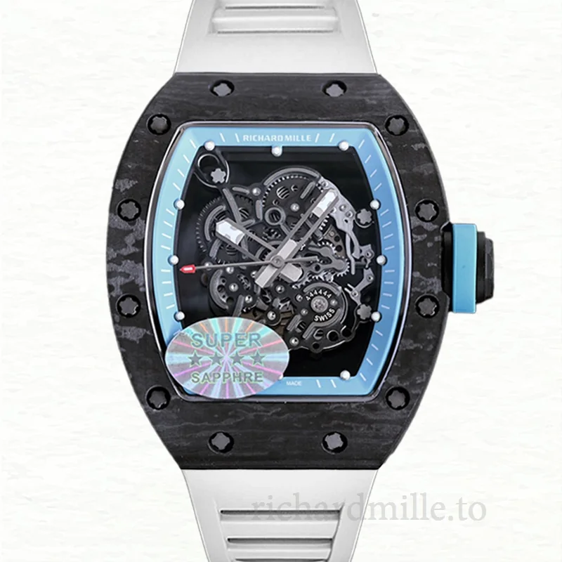 Richard Mille RM055 Automatic Men Rubber Band Dot Transparent Dial