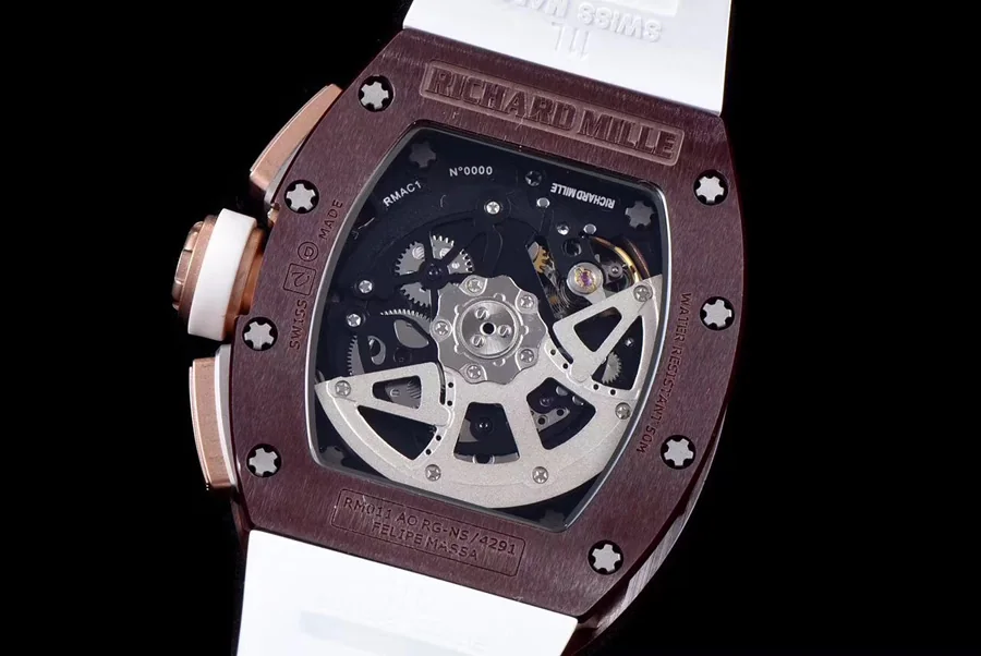 Richard Mille Replica RM 011 White Rubber Strap Open-face Digital Dial