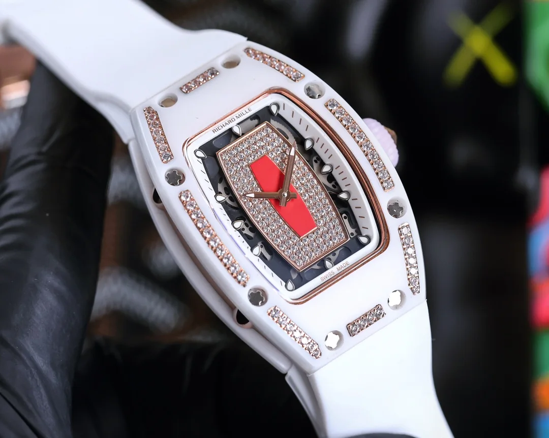 Richard Mille RM007 Diamond Dial White Rubber Band Watch