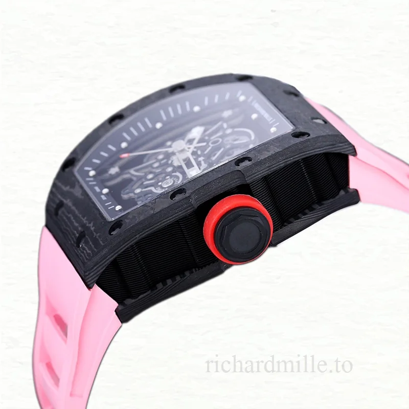 Richard Mille RM 055 Automatic Men Rubber Band Carbon Fiber Transparent Dial