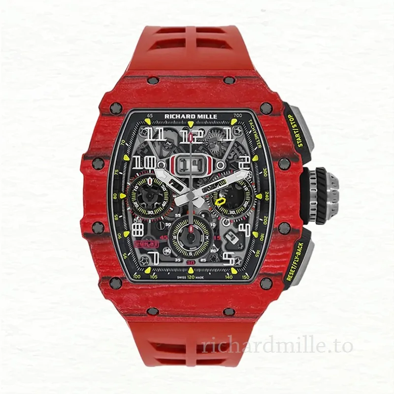 Richard Mille RM 11-03 Transparent Dial Rubber Band Men's Automatic Red