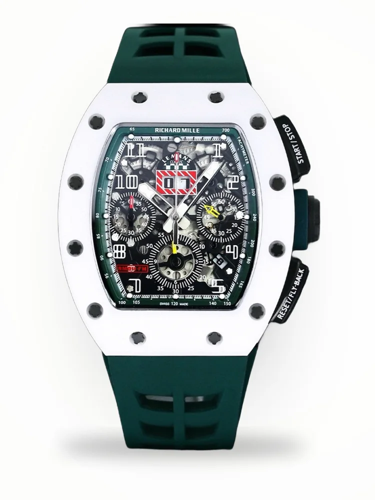 Luxury Replica Richard Mille RM 011 Massa Flyback Chronograph – Swiss Movement, Green Rubber Strap