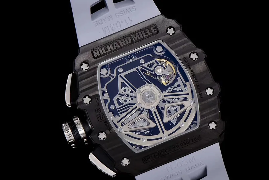 Richard Mille Replica RM 011 Grey Rubber Strap Yellow Nail Dial